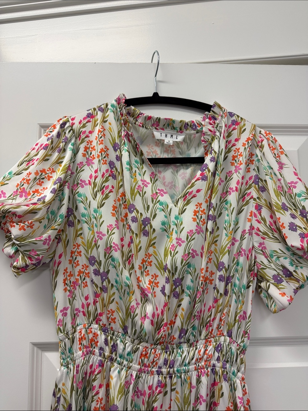 THML Cream Floral Maxi Dress with Multicolor Blooms - Picture 4 of 4